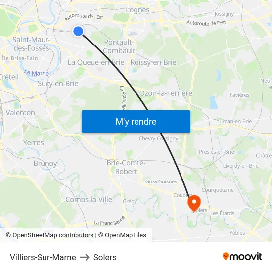 Villiers-Sur-Marne to Solers map