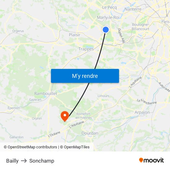 Bailly to Sonchamp map