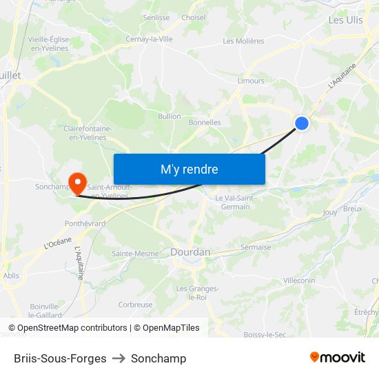 Briis-Sous-Forges to Sonchamp map