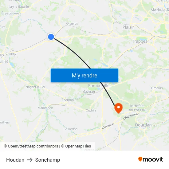 Houdan to Sonchamp map
