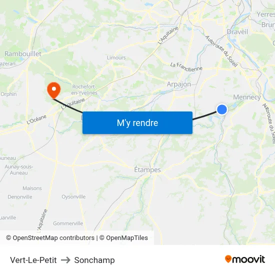 Vert-Le-Petit to Sonchamp map