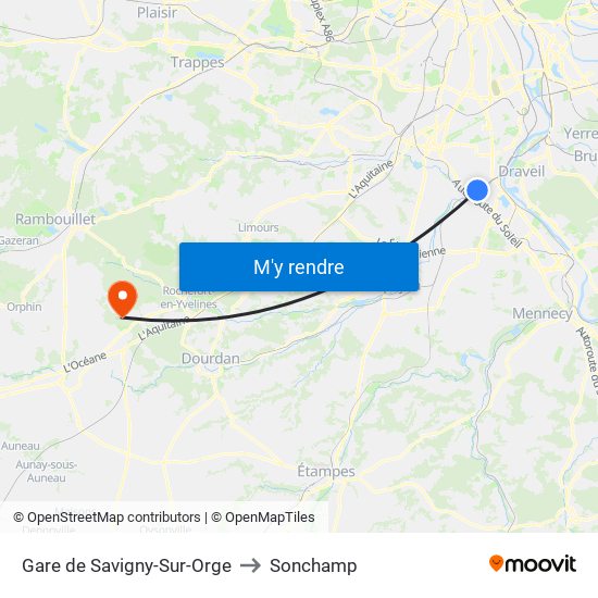 Gare de Savigny-Sur-Orge to Sonchamp map