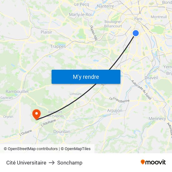 Cité Universitaire to Sonchamp map