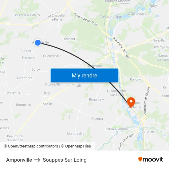 Amponville to Souppes-Sur-Loing map