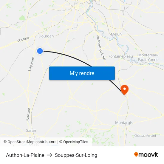 Authon-La-Plaine to Souppes-Sur-Loing map
