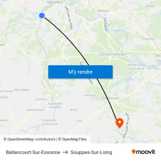Ballancourt-Sur-Essonne to Souppes-Sur-Loing map