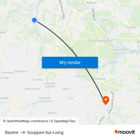 Baulne to Souppes-Sur-Loing map