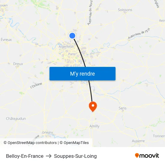Belloy-En-France to Souppes-Sur-Loing map