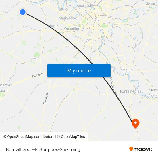 Boinvilliers to Souppes-Sur-Loing map