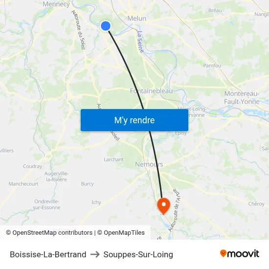 Boissise-La-Bertrand to Souppes-Sur-Loing map