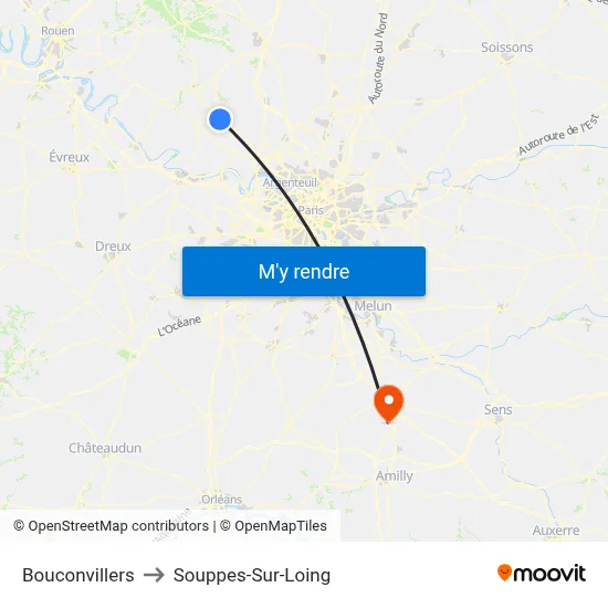 Bouconvillers to Souppes-Sur-Loing map