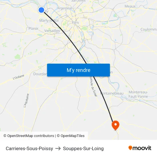 Carrieres-Sous-Poissy to Souppes-Sur-Loing map