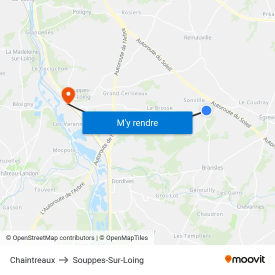 Chaintreaux to Souppes-Sur-Loing map