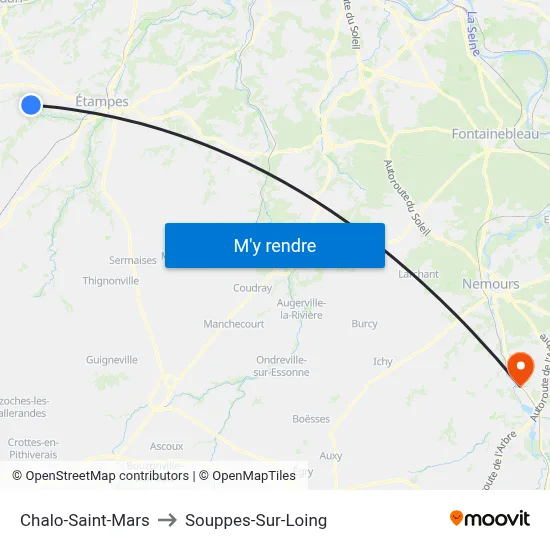 Chalo-Saint-Mars to Souppes-Sur-Loing map
