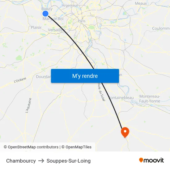 Chambourcy to Souppes-Sur-Loing map