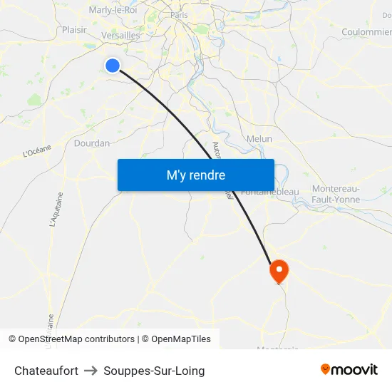 Chateaufort to Souppes-Sur-Loing map