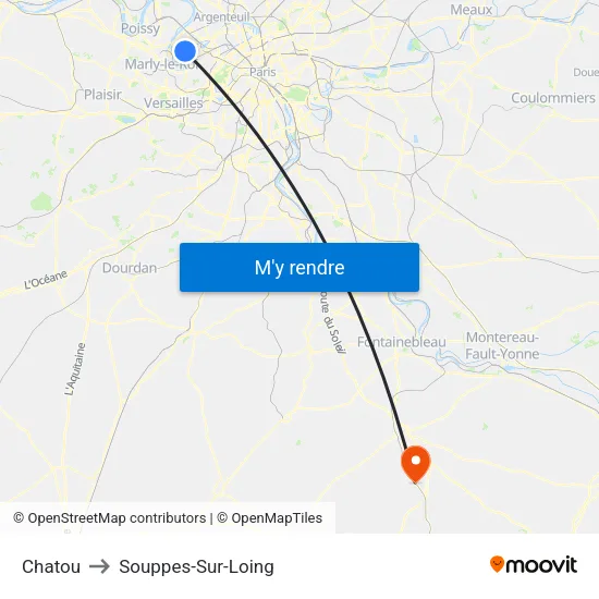 Chatou to Souppes-Sur-Loing map