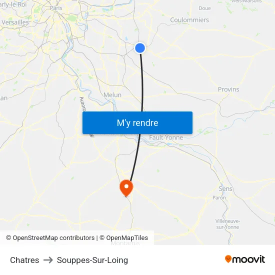 Chatres to Souppes-Sur-Loing map