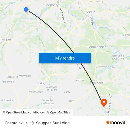 Cheptainville to Souppes-Sur-Loing map