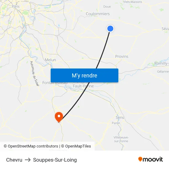 Chevru to Souppes-Sur-Loing map