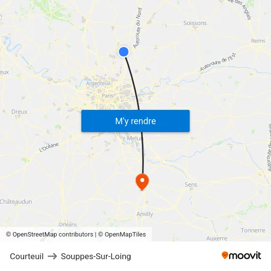 Courteuil to Souppes-Sur-Loing map