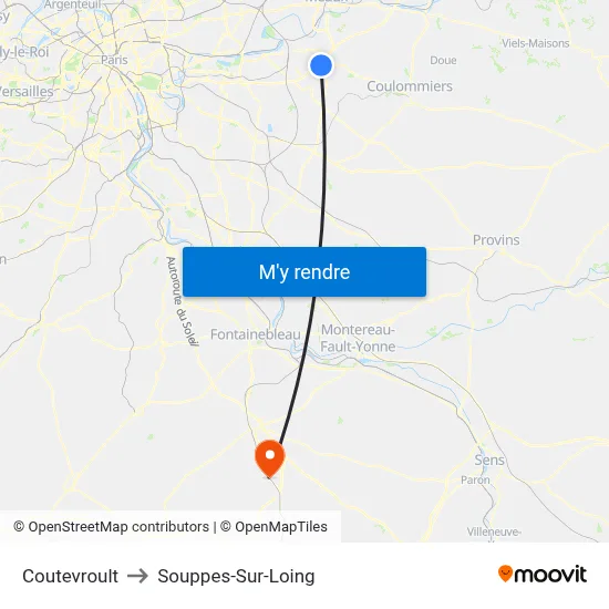 Coutevroult to Souppes-Sur-Loing map