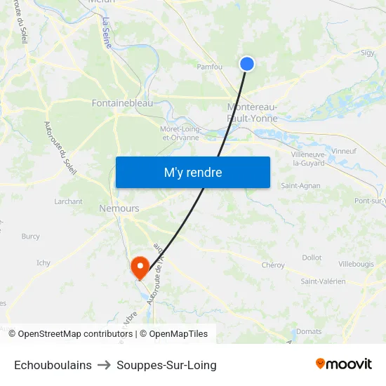 Echouboulains to Souppes-Sur-Loing map