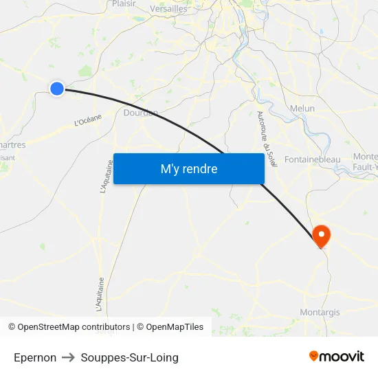 Epernon to Souppes-Sur-Loing map