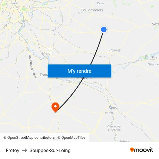 Fretoy to Souppes-Sur-Loing map