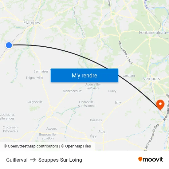 Guillerval to Souppes-Sur-Loing map