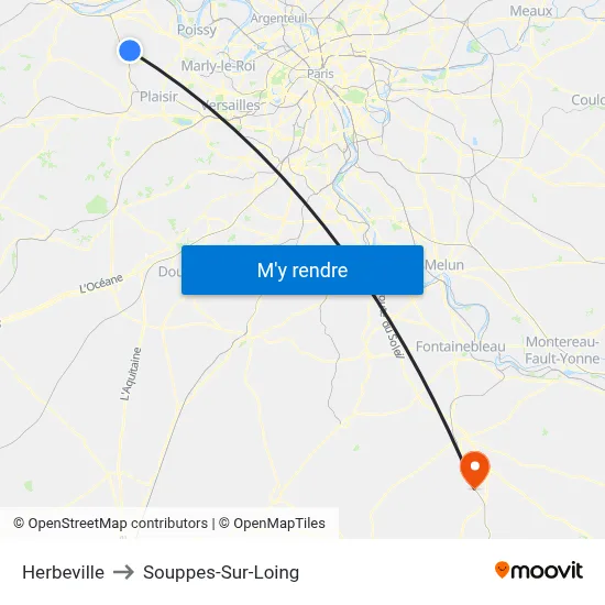 Herbeville to Souppes-Sur-Loing map