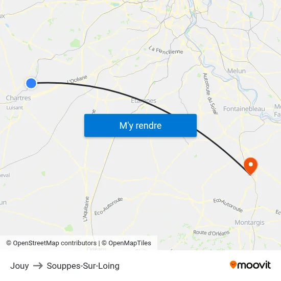 Jouy to Souppes-Sur-Loing map