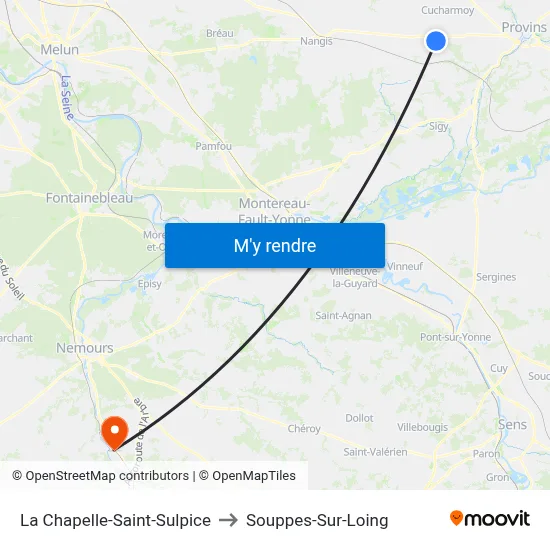 La Chapelle-Saint-Sulpice to Souppes-Sur-Loing map