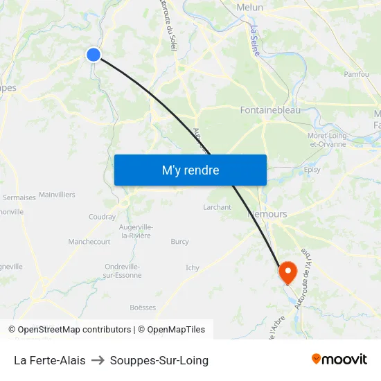 La Ferte-Alais to Souppes-Sur-Loing map