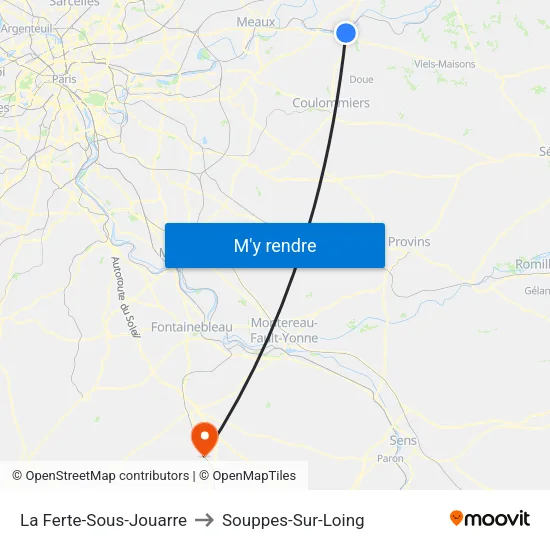 La Ferte-Sous-Jouarre to Souppes-Sur-Loing map