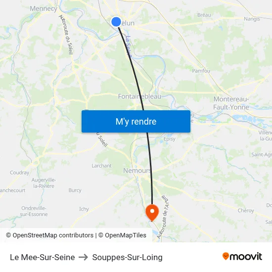 Le Mee-Sur-Seine to Souppes-Sur-Loing map