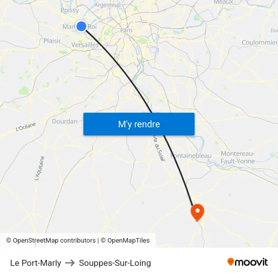 Le Port-Marly to Souppes-Sur-Loing map