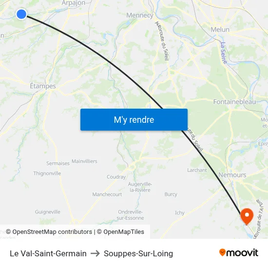 Le Val-Saint-Germain to Souppes-Sur-Loing map
