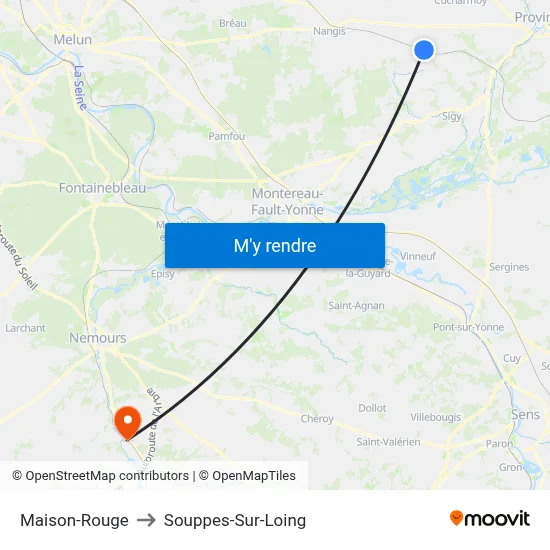 Maison-Rouge to Souppes-Sur-Loing map