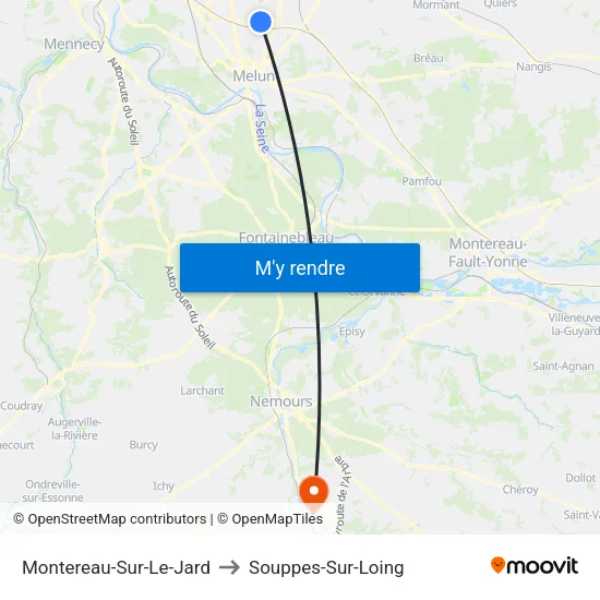 Montereau-Sur-Le-Jard to Souppes-Sur-Loing map