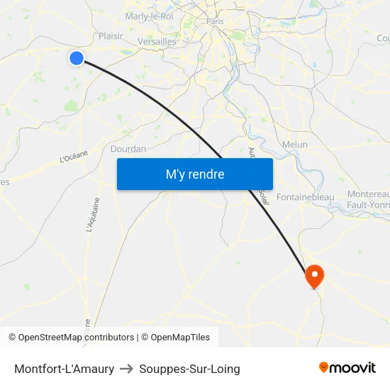 Montfort-L'Amaury to Souppes-Sur-Loing map