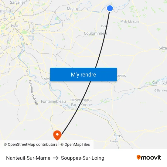 Nanteuil-Sur-Marne to Souppes-Sur-Loing map