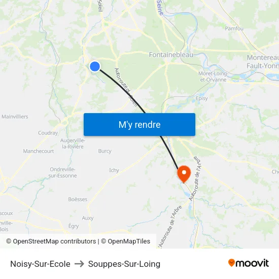 Noisy-Sur-Ecole to Souppes-Sur-Loing map