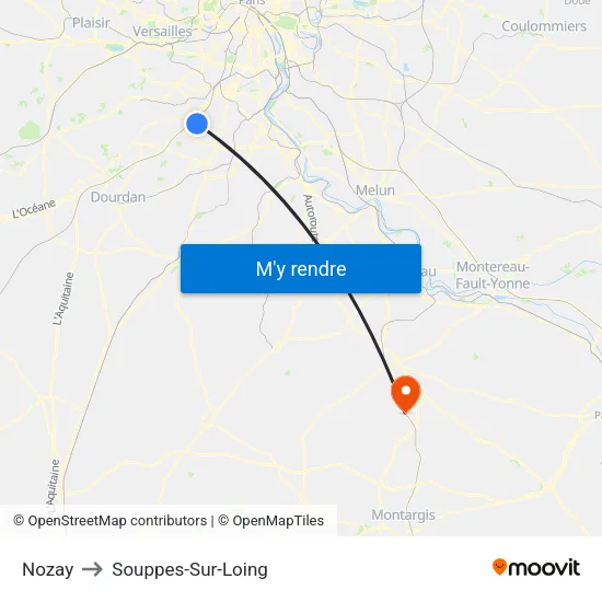 Nozay to Souppes-Sur-Loing map