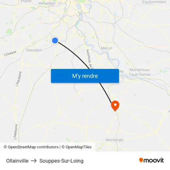 Ollainville to Souppes-Sur-Loing map