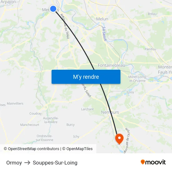 Ormoy to Souppes-Sur-Loing map