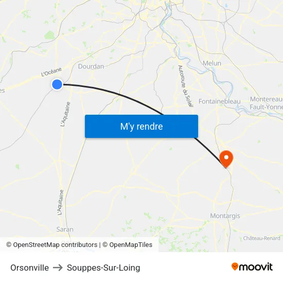 Orsonville to Souppes-Sur-Loing map