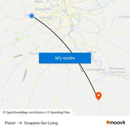 Plaisir to Souppes-Sur-Loing map