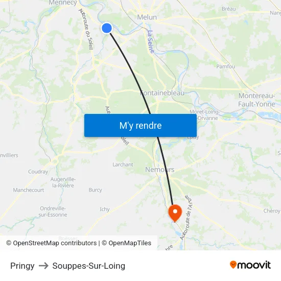 Pringy to Souppes-Sur-Loing map