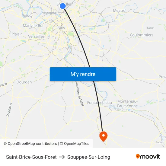 Saint-Brice-Sous-Foret to Souppes-Sur-Loing map